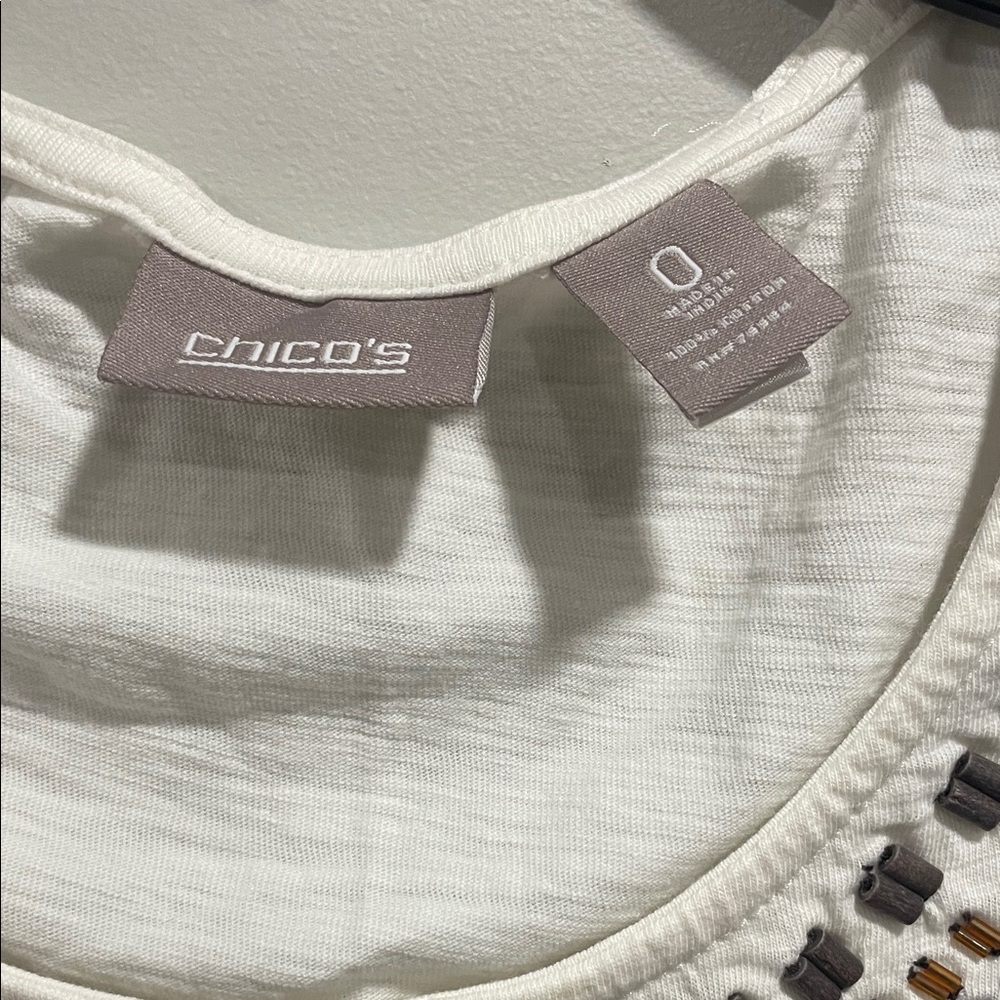 Chico's Cream Embellished Tank Top - Picture 2 of 4